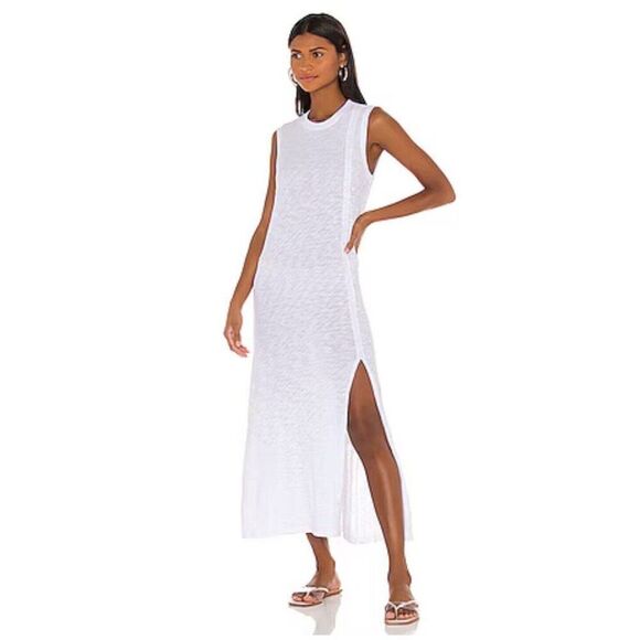 ATM ANTHONY THOMAS MELILLO Slub Jersey Muscle Tank MIDI Dress Solid White Xs - Picture 1 of 9